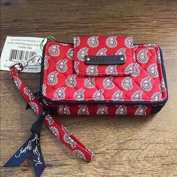 Vera Bradley Red Bandana Paisley Wristlet - Picture 1 of 3